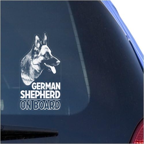 German Shepherd Clear Vinyl Decal Sticker for Window, Alsatian Dog Sign Art Print